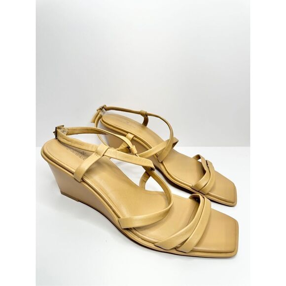 Caslon Sandals Womens Size 8 Tan Leather Paola Wedges‎ - Picture 1 of 7
